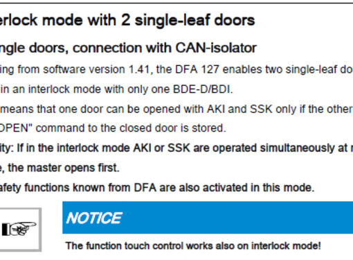 How to Operate the Interlock Mode with 2 Single-Leaf Doors